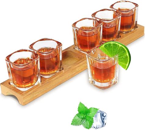 Inftyle Shot Glass Set 2oz60ml Set Of 6 Shot Glass Tray