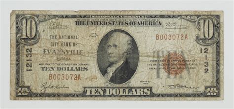 Ten Dollar U S National Currency Brown Seal Bank Note