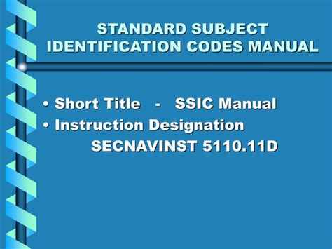 Ppt Standard Subject Identification Codes Manual Powerpoint