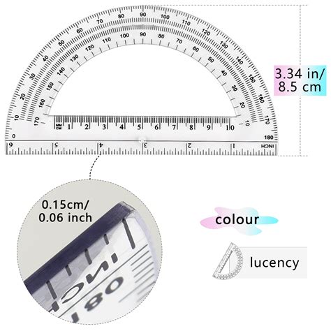 Snapklik Pack Plastic Protractor Inches Math Protractors