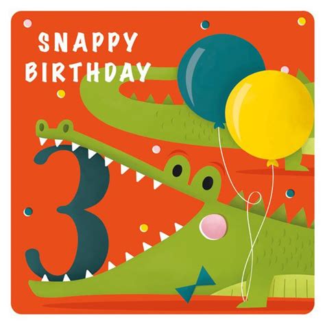 Age 3 Snappy Birthday Crocodile Card Paper Tiger