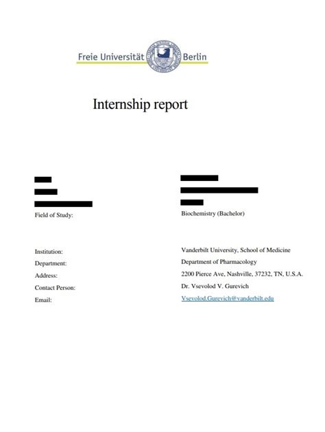 Blank Internship Report Template Free Excel Templates