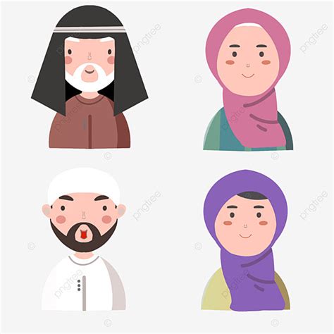 Imagem De Personagem De Desenho Animado Bonito Hijab Roxo Muçulmano PNG