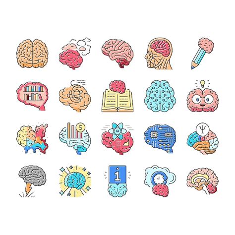 Premium Vector Brain Human Mind Head Idea Icons Set Vector