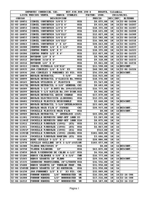 Pdf Lista De Precios Herramienta Stanley Dokumen Tips