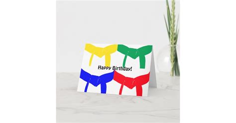 Martial Arts Colored Belts Happy Birthday Card Zazzle