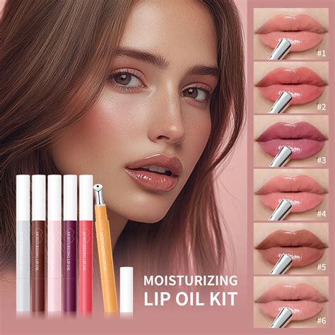 Free Shipping 6 Pcs Hydrating Lip Gloss Lip Set High Glass Finish Nude Colors Moisturizing