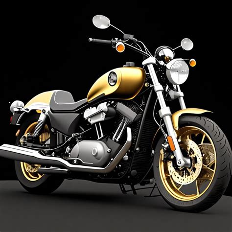 Premium Ai Image A Gold And Black Motorcycle Is Parked In Front Of A