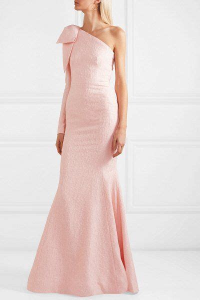 Rebecca Vallance Harlow One Shoulder Bow Detailed Cloqué Gown Gowns