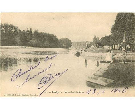 Carte Postale Ancienne 77 HERICY SUR SEINE Animation Bords De La Seine