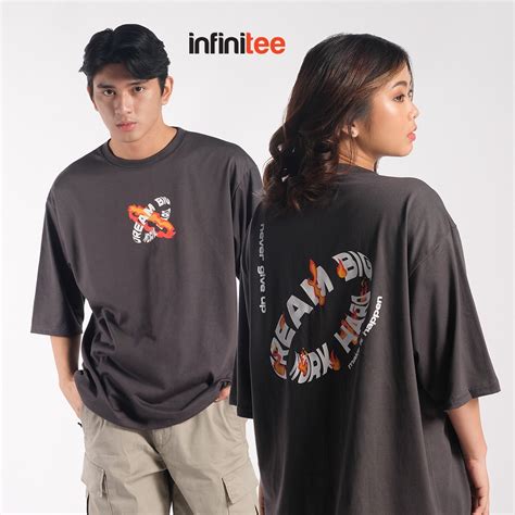 Infinitee Dream Big Oversized T Shirt For Men Women Oversize Gray Plus