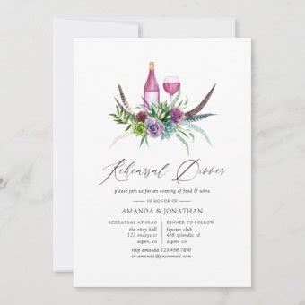 Mystical Succulent Wine Tasting Rehearsal Dinner Invitation Zazzle