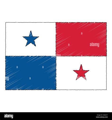 Hand Drawn Sketch Flag Of Panama Doodle Style Vector Icon Stock Vector