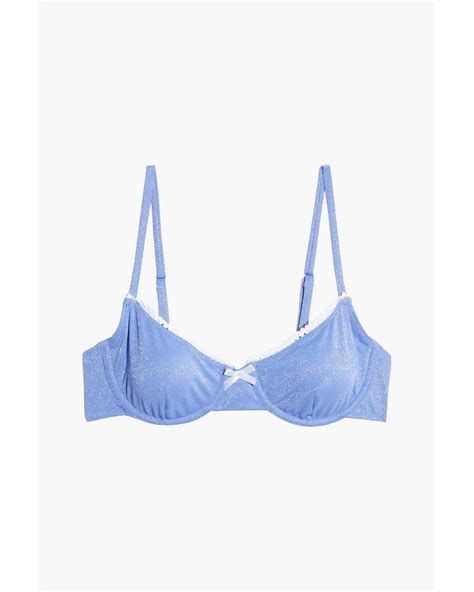Solid Striped Synthetic The Daphne Bow Embellished Metallic Underwired Bikini Top In Purple Lyst