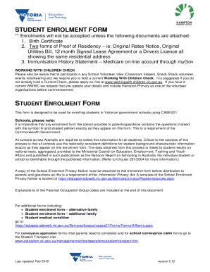 Fillable Online COVERING LETTER IN AREA ENROLMENT Fax Email Print