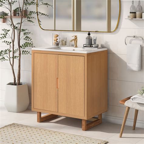 30 Bathroom Vanity Set With Sink Combo Cabinet Bathroom Storage Cabinet With Resin Basin