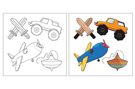 Colección De Juguetes Para Niños Dibujados A Mano Página Para Colorear