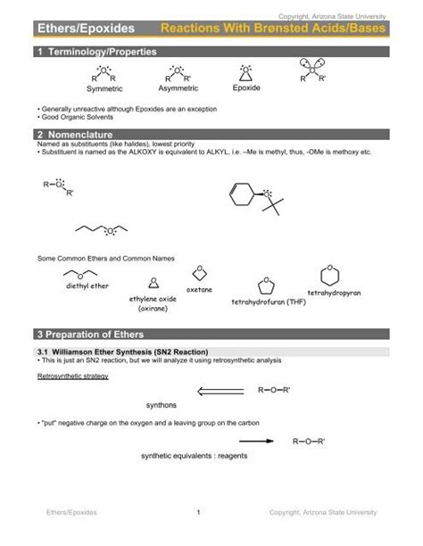 Ethers Epoxides Reactions With Brønsted Acids Bases More