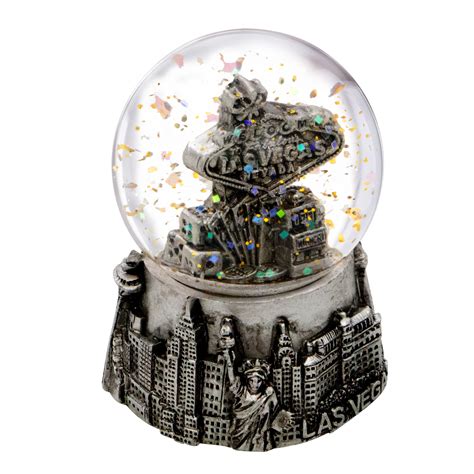 Las Vegas Snow Globe Silver Skyline 2.5 Inch