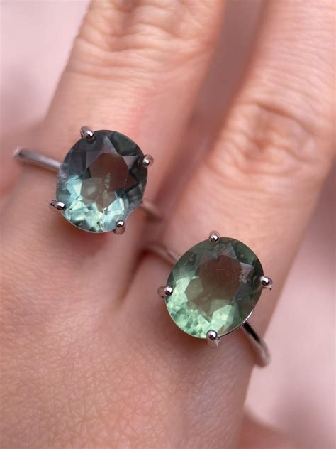 Fluorite Ring Green Fluorite Ring Blue Natural Fluorite Silver