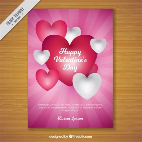 Free Vector Valentine Card With Hearts