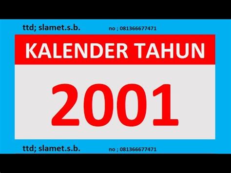 Kalender Tahun 2001 Lengkap Weton Dean Pasaran Gerhana YouTube