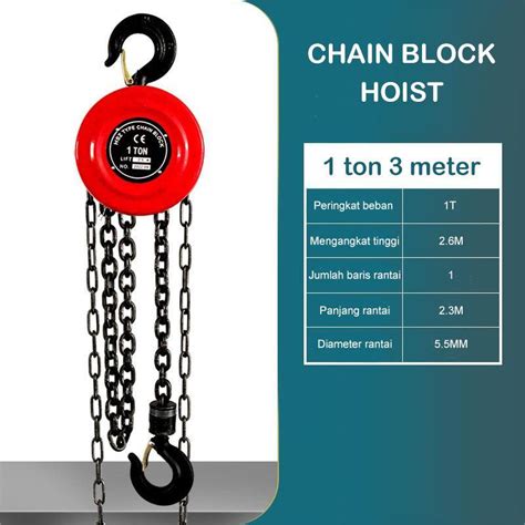 Jual Chain Block Hoist Katrol Alat Angkut Barang Ton Tons Meter