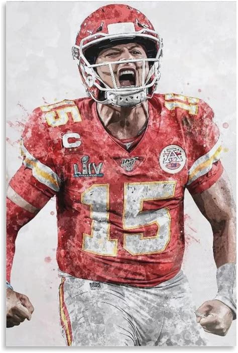 WINWON Patrick Mahomes Poster Sports Canvas Art Poster And Wall Art