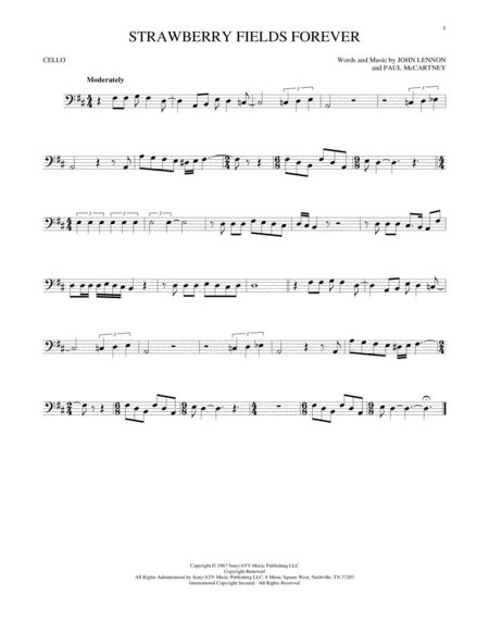 Strawberry Fields Forever By The Beatles Cello Solo Digital Sheet Music Sheet Music Plus