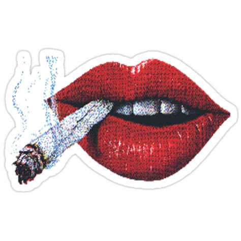 Sexy Red Lipped Mouth With Cigarette Stickers By Clippertyclack