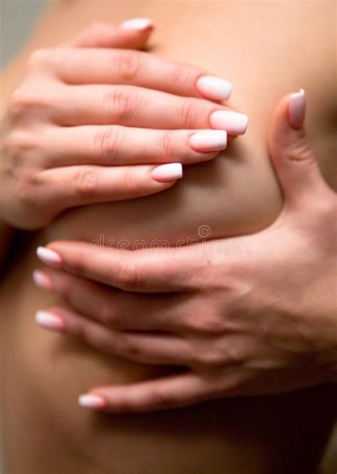 The Girl Covered Her Naked Chest With Beautiful Hands Stock Photo Image Of Nude Erotica