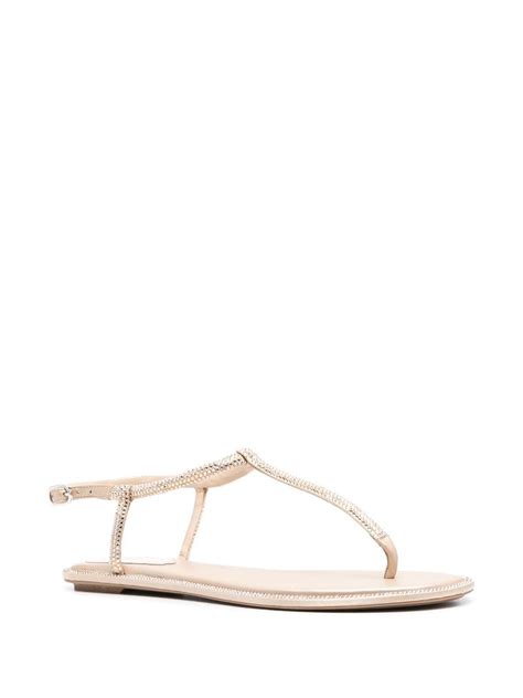 René Caovilla Diana Crystal Embellished Flat Sandals Farfetch