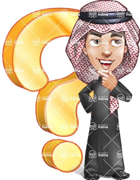 Young Muslim Man Cartoon Vector Character 112 Illustrations Question Graphicmama