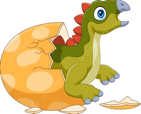 Cartoon Baby Stegosaurus Hatching From Egg Big History Monster PNG