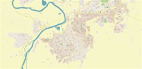 Missoula Montana US Vector Map high detailed All Roads Streets Cities Towns map editable Layered ...