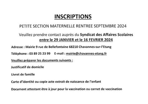 INSCRIPTIONS PETITE SECTION MATERNELLE RENTRÉE SEPTEMBRE 2024