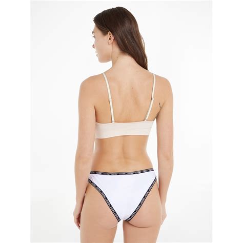 Calvin Klein High Leg Cheeky Bikini Women Classic White Flannels