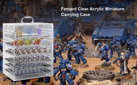 Famard Clear Acrylic Miniature Storage Case Miniatures Carrying Case