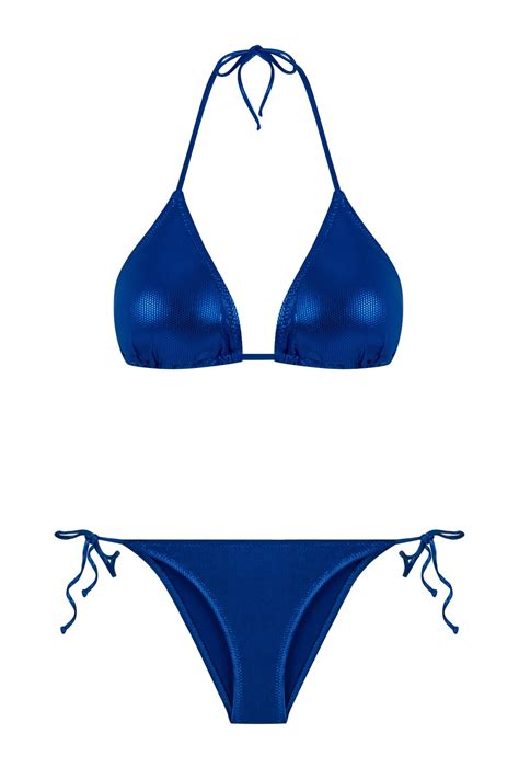 Parlak Mavi Üçgen Bikini Takım