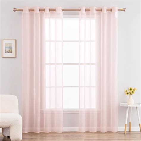 Amazon Miulee Panels Solid Color Baby Pink Sheer Curtains