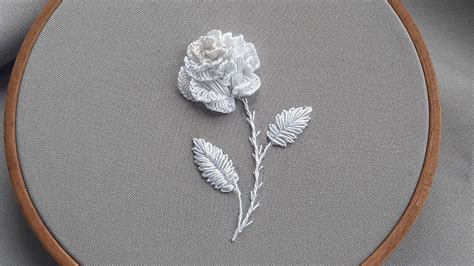 3d White Rose Cast On Stitch White Embroidery Youtube