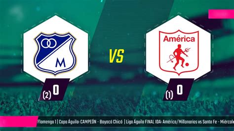 En Vivo Semifinal Millonarios Vs Am Rica Youtube