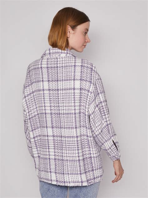 Куртка-рубашка в клетку 22213547Z023, цвет Лиловый, артикул ...