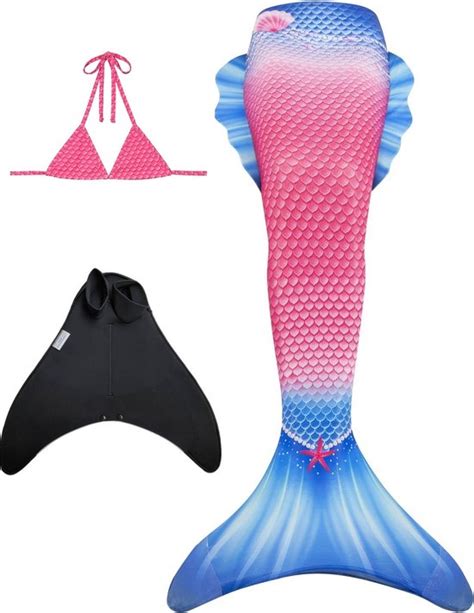 Zeemeerminnenfeest Jewel Zeemeerminstaart Maat Met Monovin En Bikini Top Bol