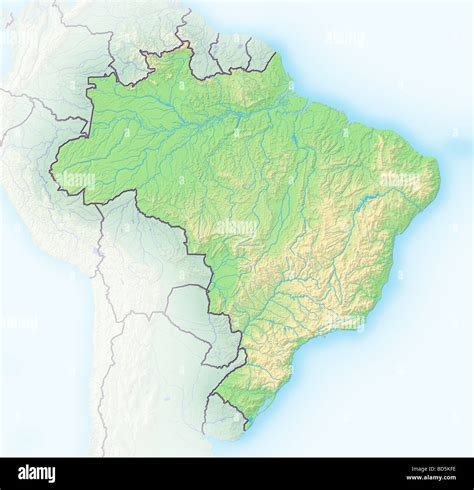 Brazil, shaded relief map Stock Photo - Alamy