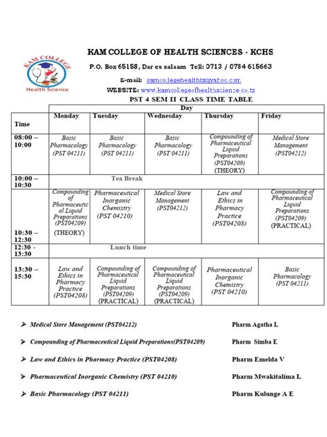 Class Time Table Mpya | PDF