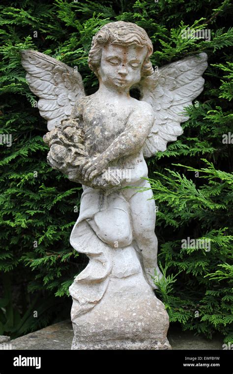 Stone Cherub Garden Statue Ornament Stock Photo Alamy