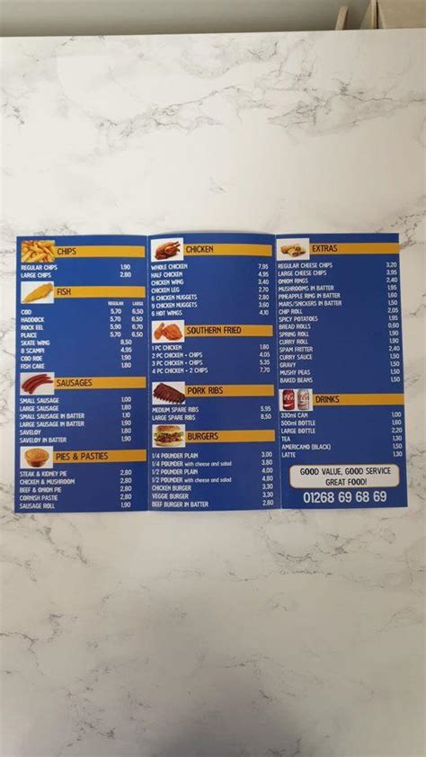 Menu At Village Chinese Takeaway Fast Food Canvey Island