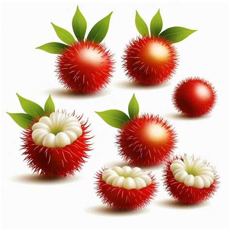 Premium Vector Rambutan Vector Set White Background Isolated A High