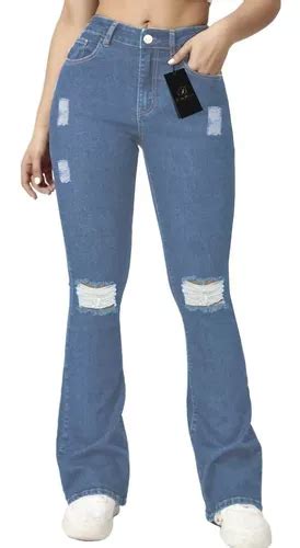 Calça Jeans Feminina Flare Cós Alto Hot Pants Levanta Bumbum MercadoLivre